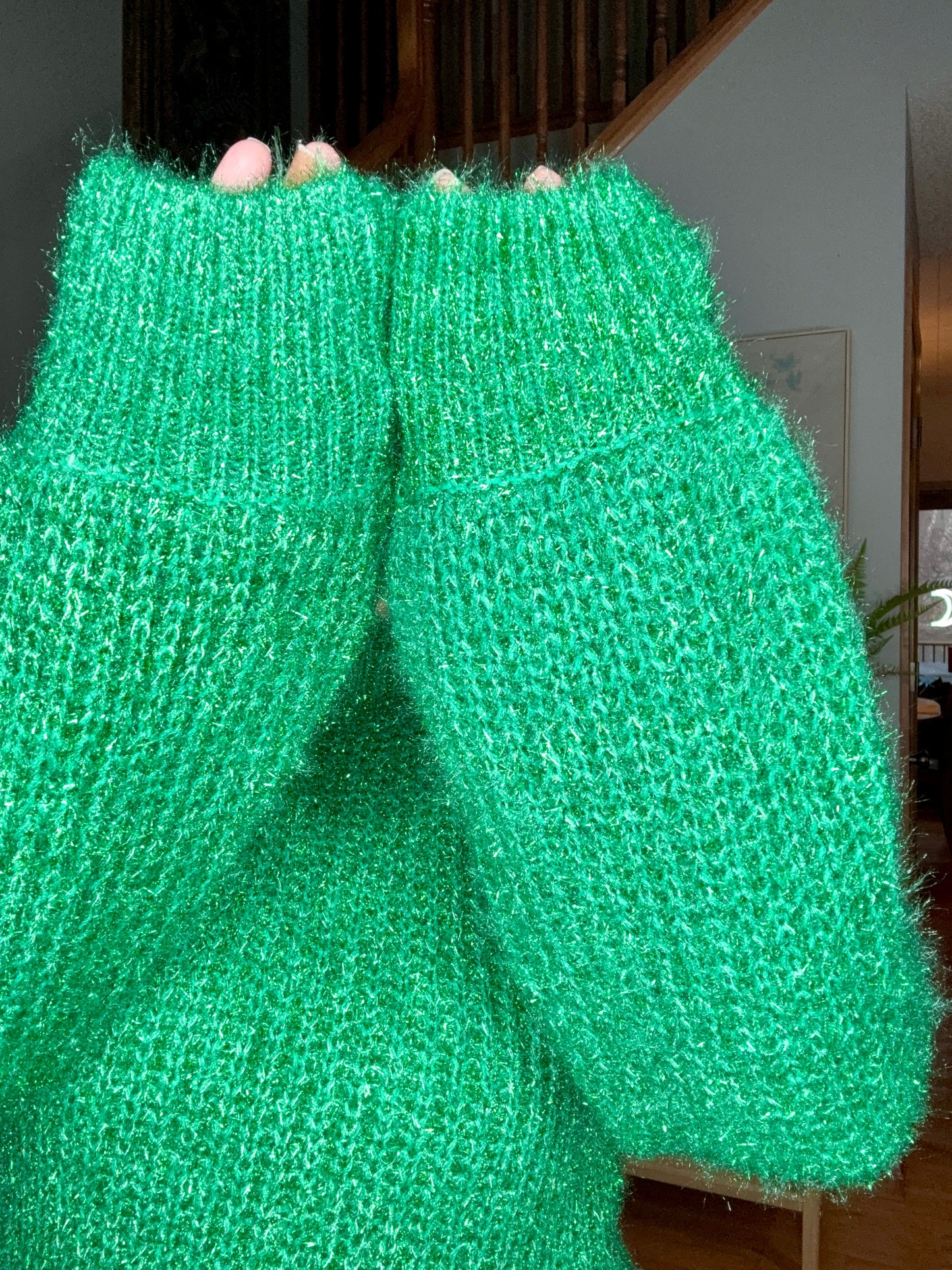 Glitter Yarn Mock Neck Long Sleeve Sweater