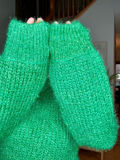 Glitter Yarn Mock Neck Long Sleeve Sweater