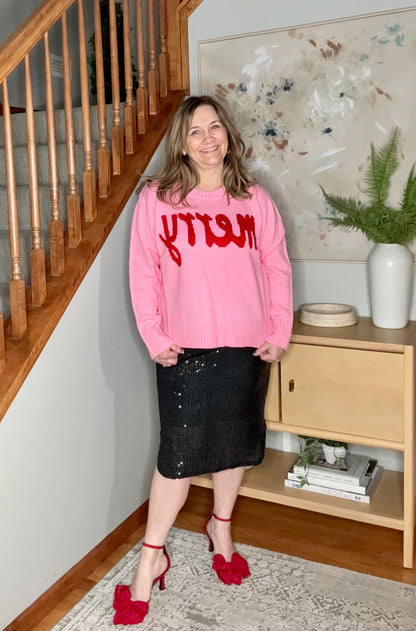 Pink Merry Long Sleeve Sweater