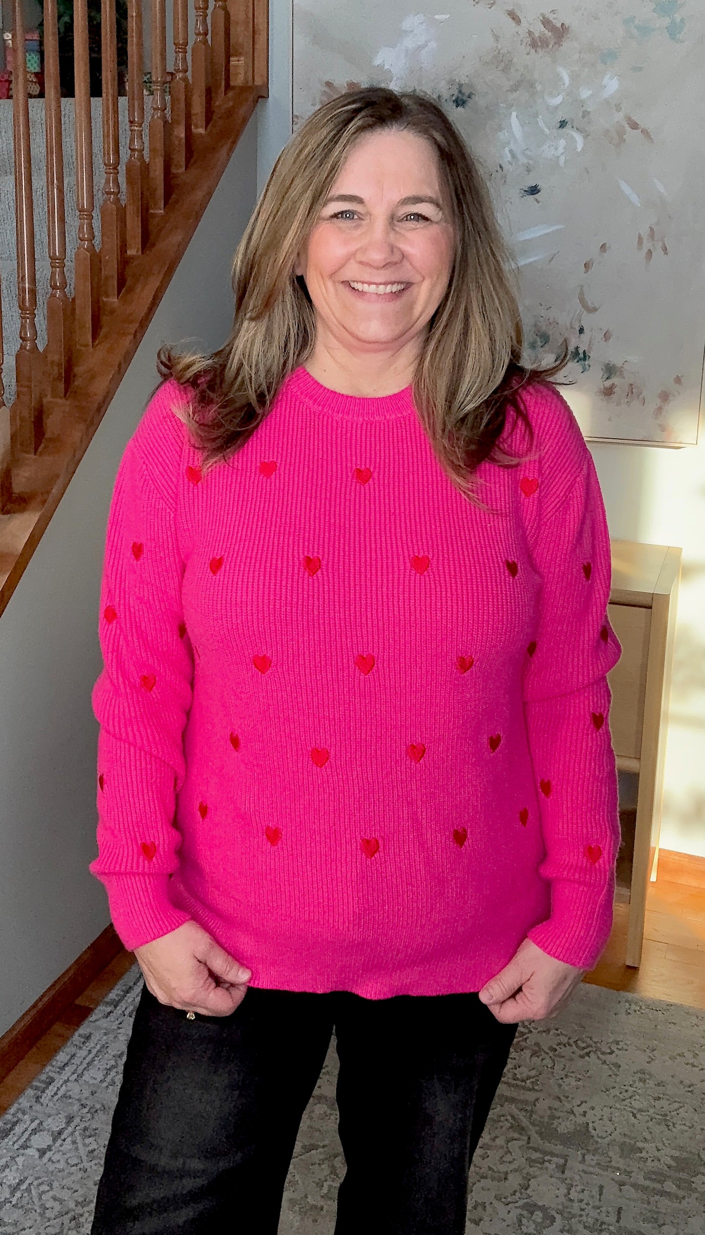 Valentine Heart Drop Shoulder Crewneck Sweater