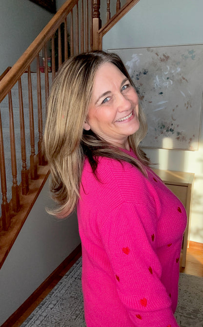 Valentine Heart Drop Shoulder Crewneck Sweater