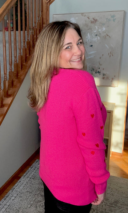 Valentine Heart Drop Shoulder Crewneck Sweater