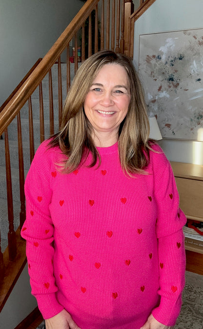 Valentine Heart Drop Shoulder Crewneck Sweater