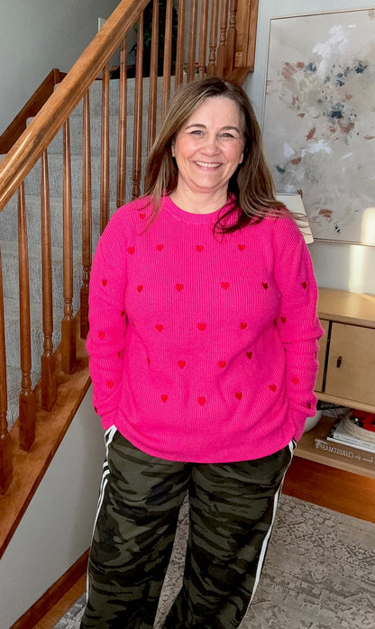 Valentine Heart Drop Shoulder Crewneck Sweater