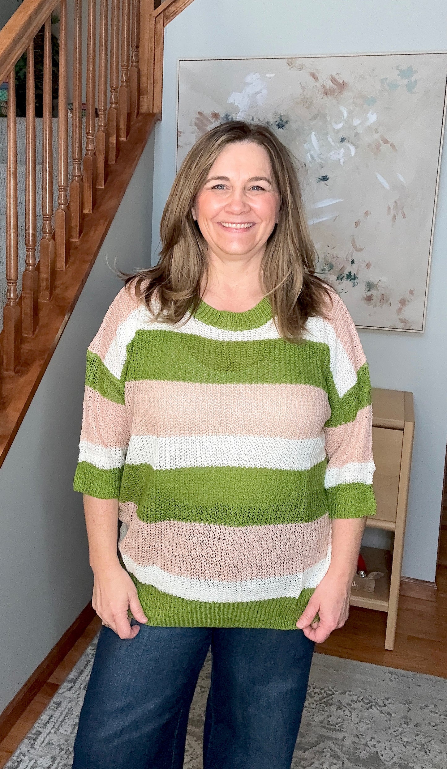 Spring Grove Stripe Knit Short Sleeve Sweater