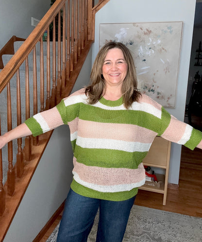 Spring Grove Stripe Knit Short Sleeve Sweater