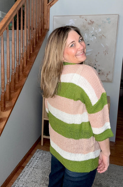 Spring Grove Stripe Knit Short Sleeve Sweater