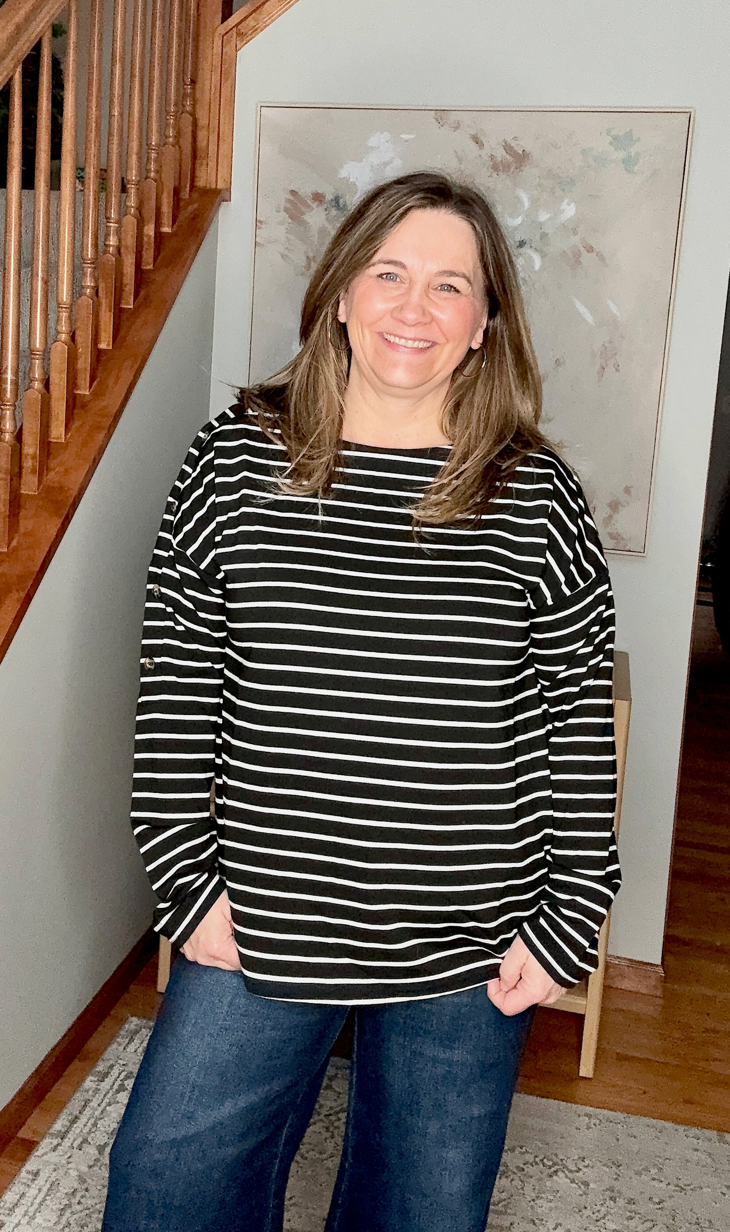 Chic & Buttoned Black and White Tee