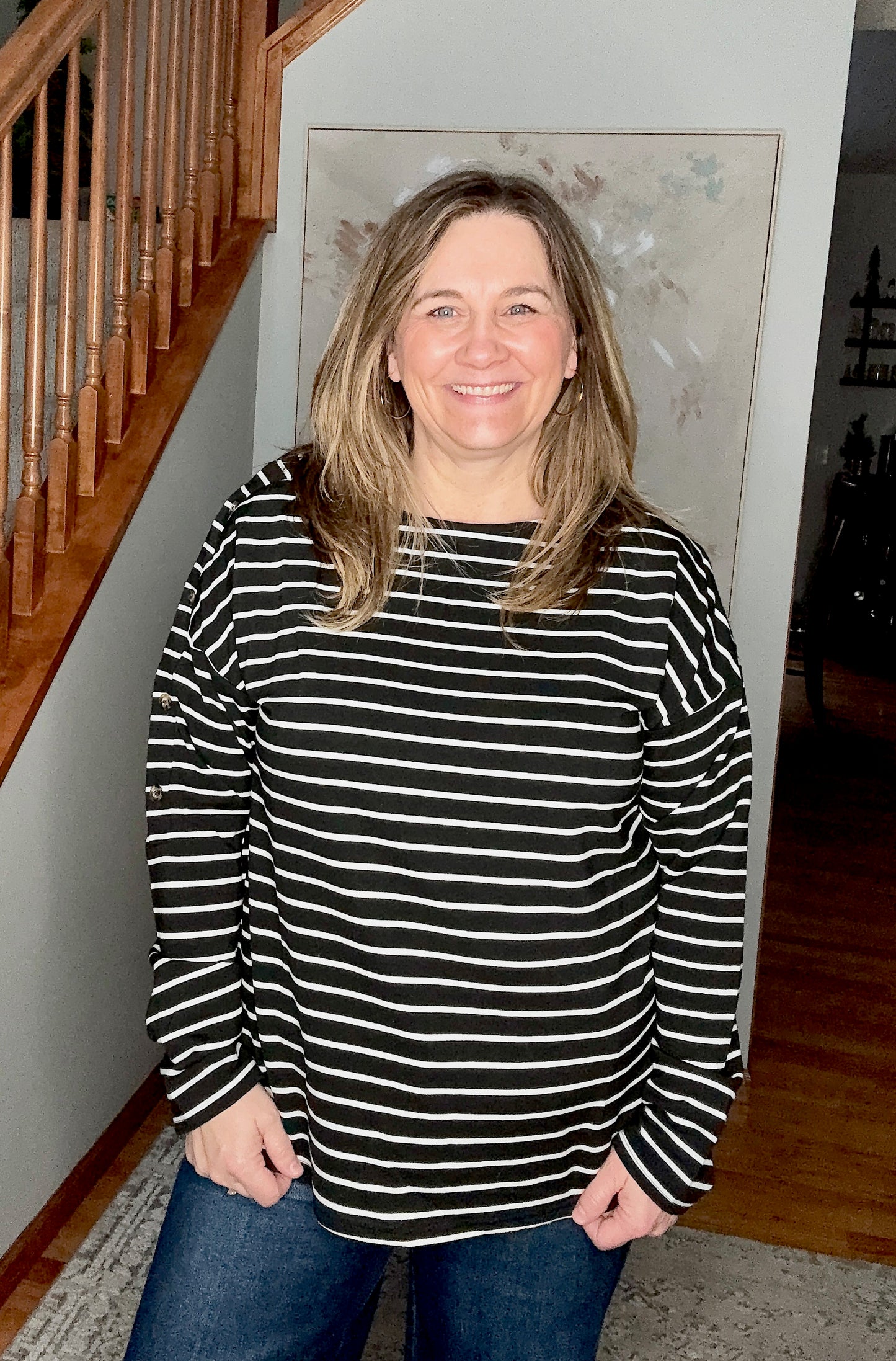 Chic & Buttoned Black and White Tee