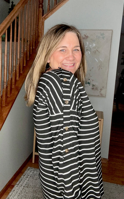 Chic & Buttoned Black and White Tee