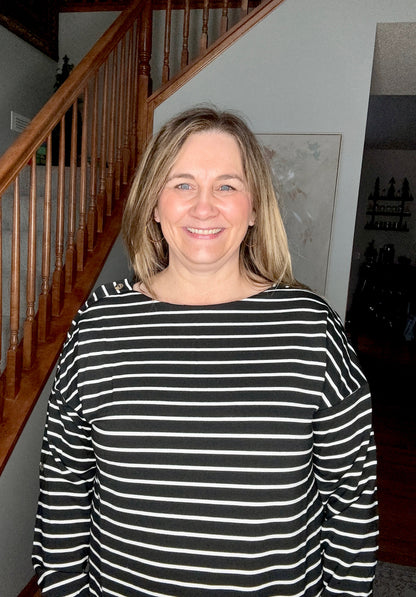 Chic & Buttoned Black and White Tee