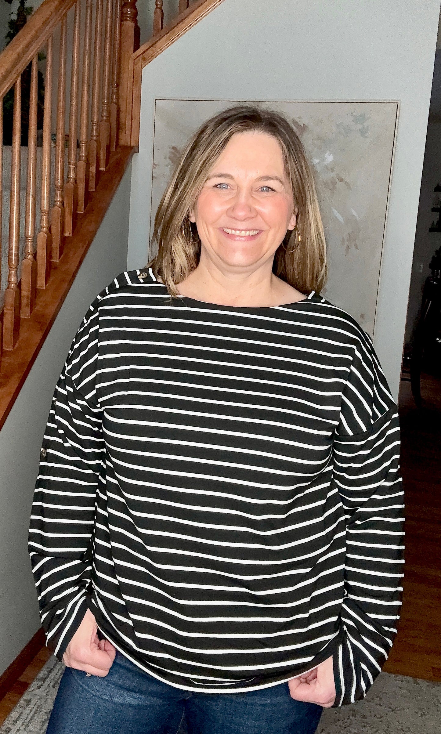 Chic & Buttoned Black and White Tee