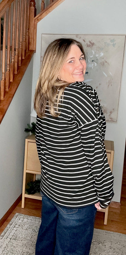 Chic & Buttoned Black and White Tee