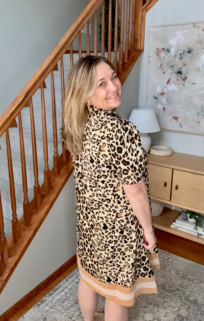 Sweeter Than Honey Banded Leopard Short Sleeve Dress