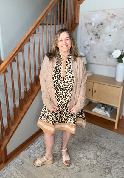 Sweeter Than Honey Banded Leopard Short Sleeve Dress