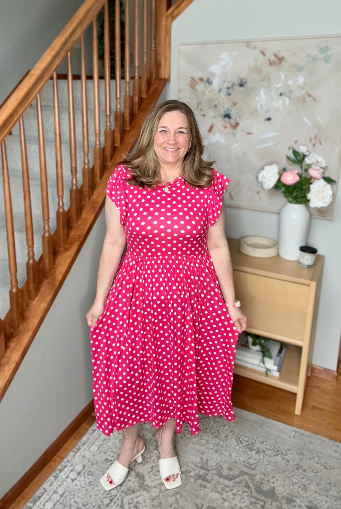 Sweet Days Fuchsia Polka Dot Midi Dress