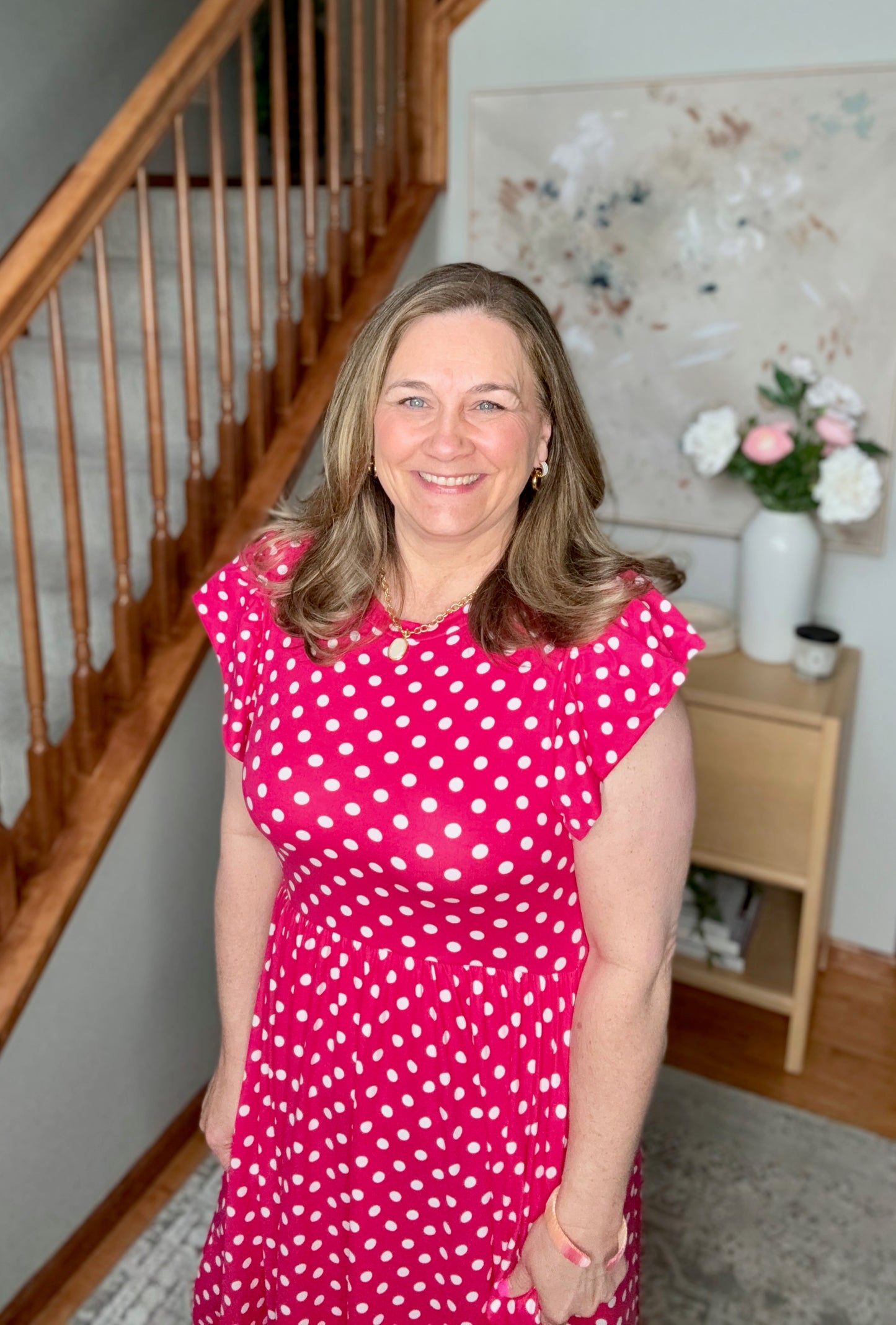 Sweet Days Fuchsia Polka Dot Midi Dress