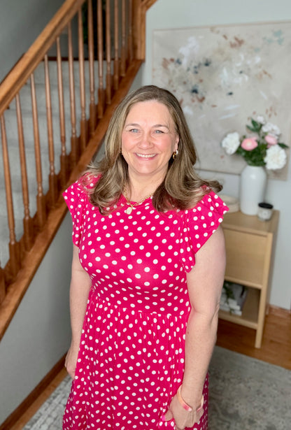 Sweet Days Fuchsia Polka Dot Midi Dress