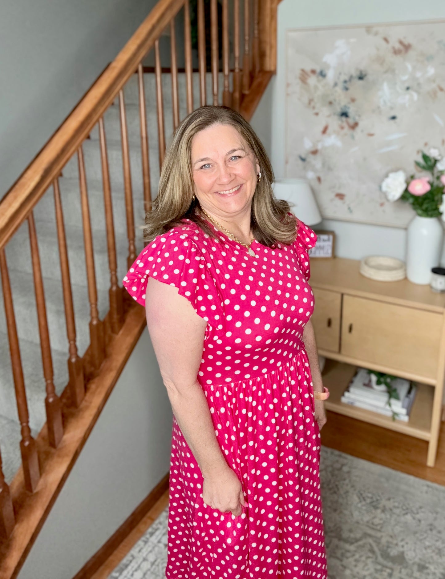 Sweet Days Fuchsia Polka Dot Midi Dress