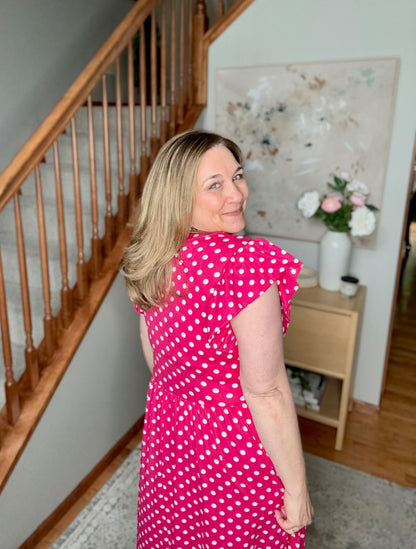 Sweet Days Fuchsia Polka Dot Midi Dress