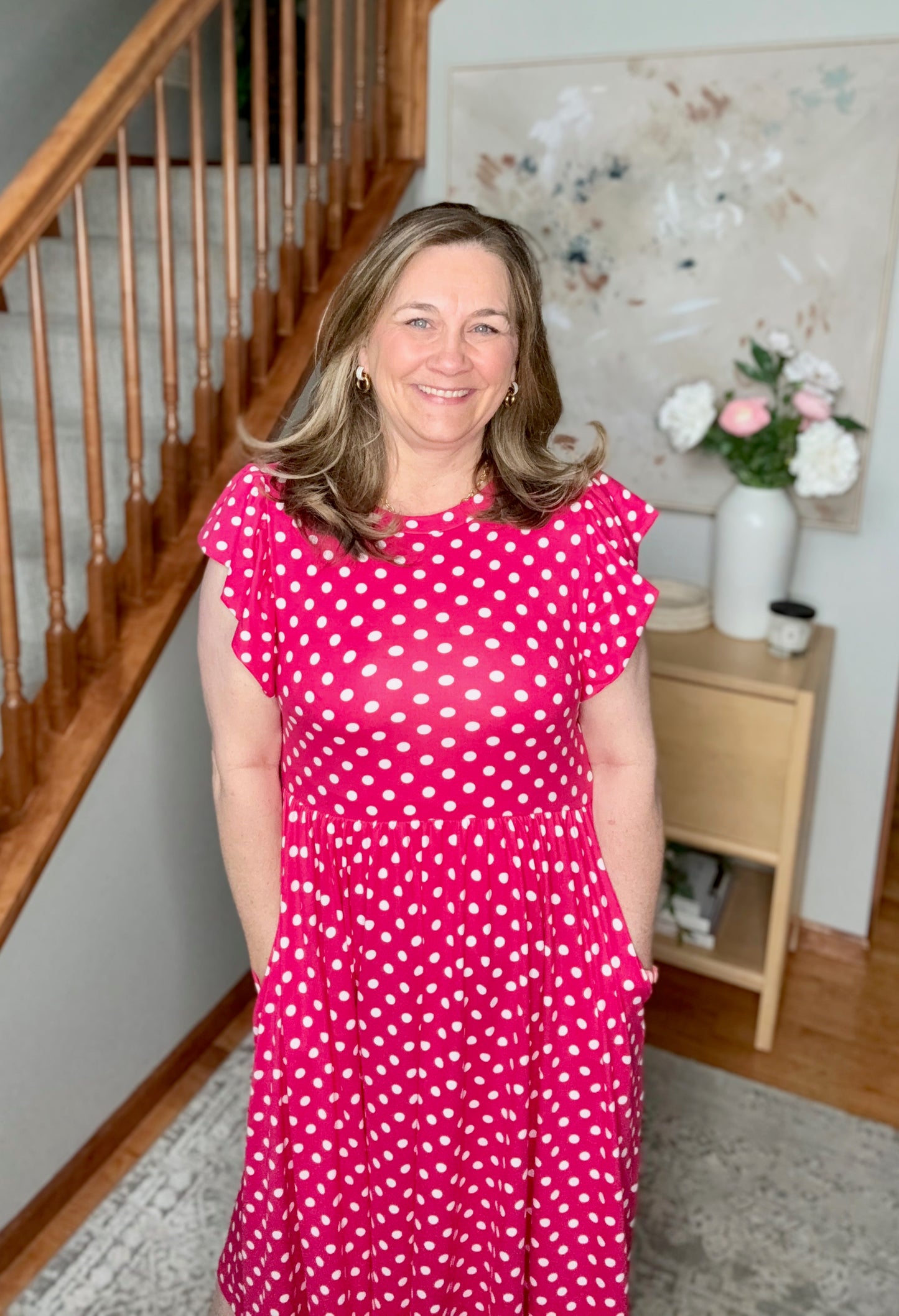 Sweet Days Fuchsia Polka Dot Midi Dress