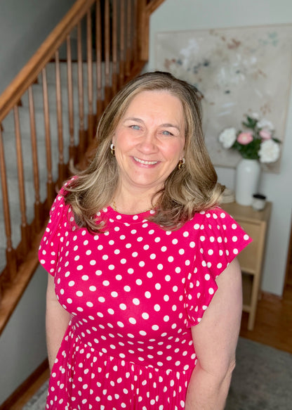 Sweet Days Fuchsia Polka Dot Midi Dress