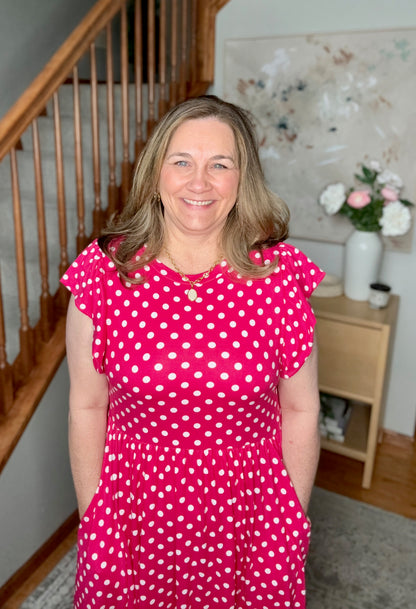 Sweet Days Fuchsia Polka Dot Midi Dress