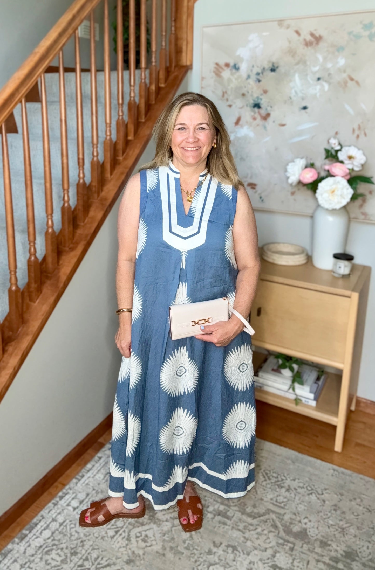 Daisy Sleeveless Geometric Midi Dress