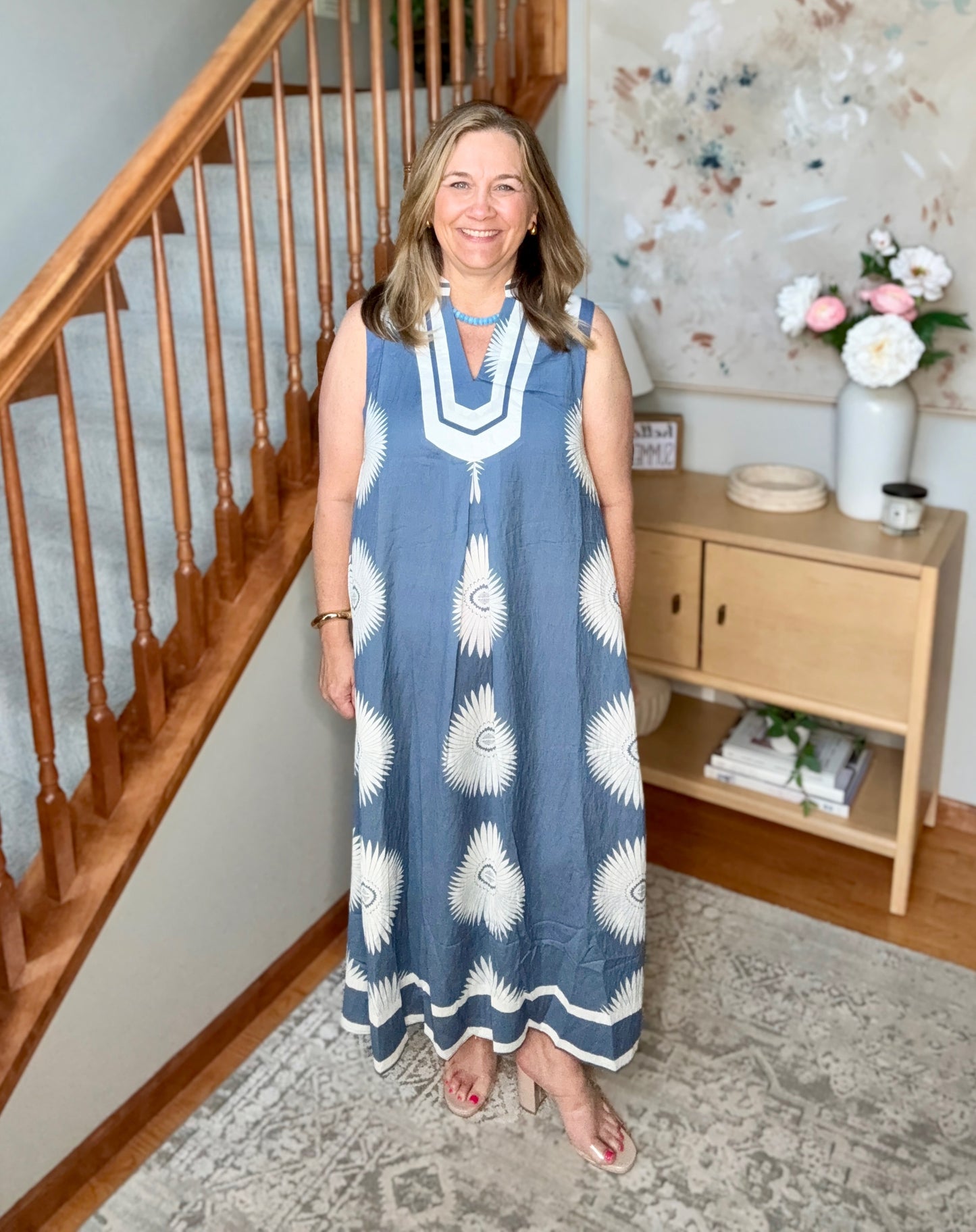 Daisy Sleeveless Geometric Midi Dress