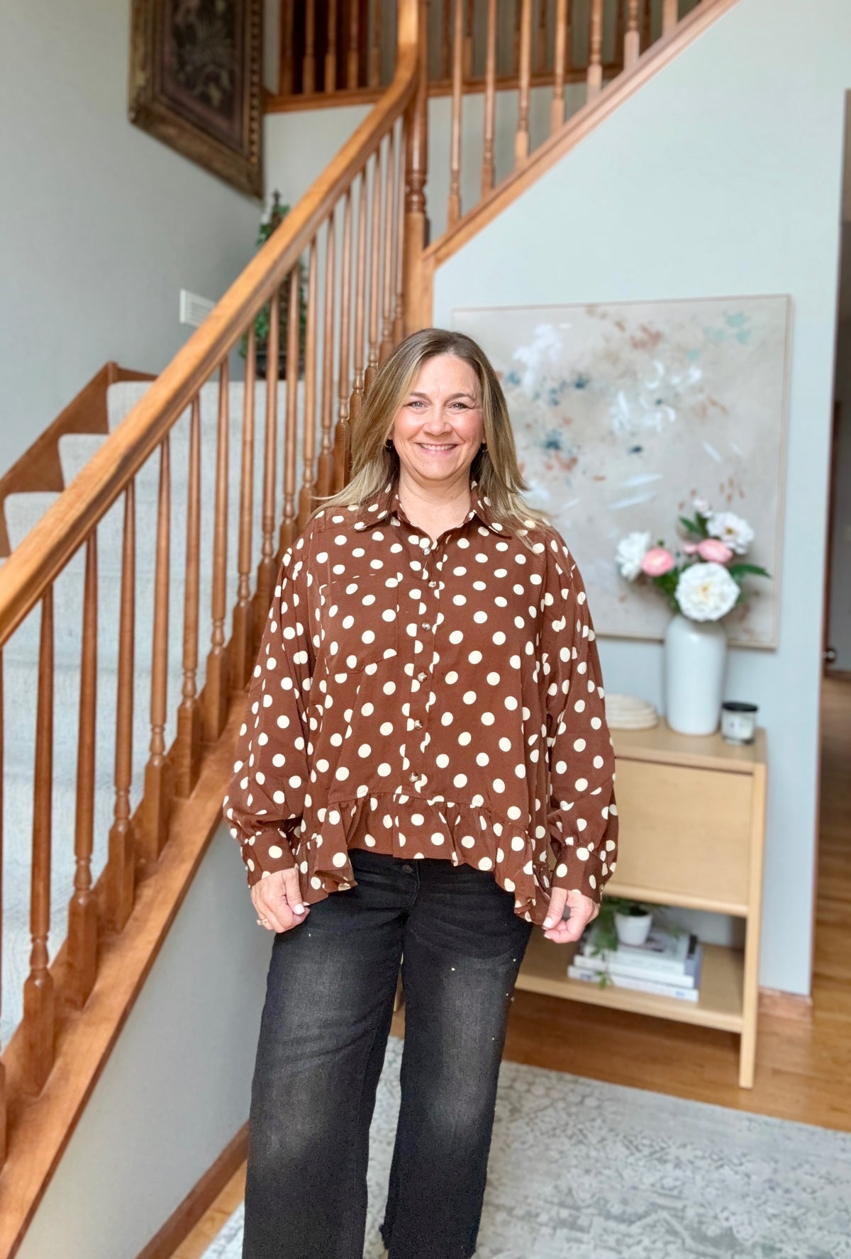 Spotted in Style Polka Dot Ruffle Blouse