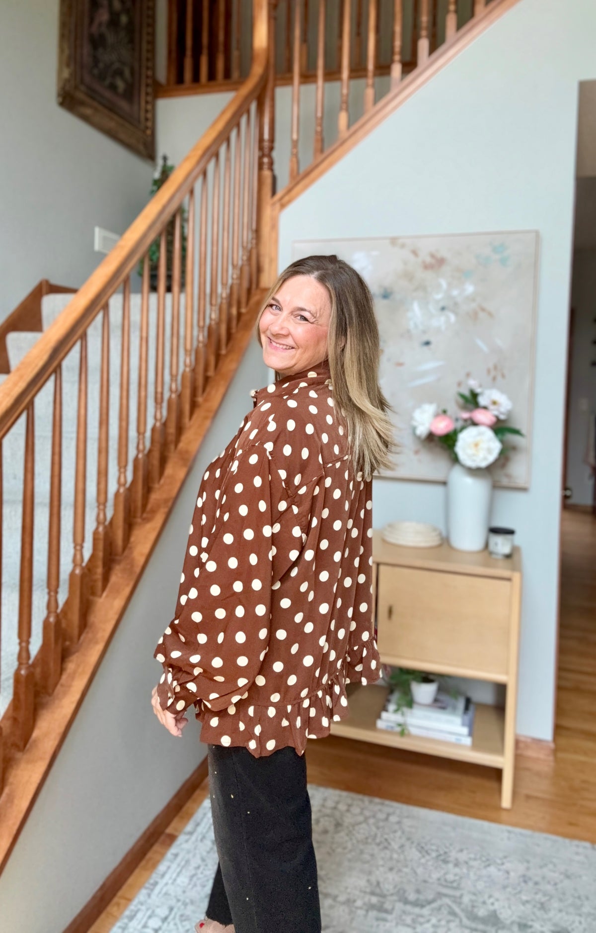 Spotted in Style Polka Dot Ruffle Blouse
