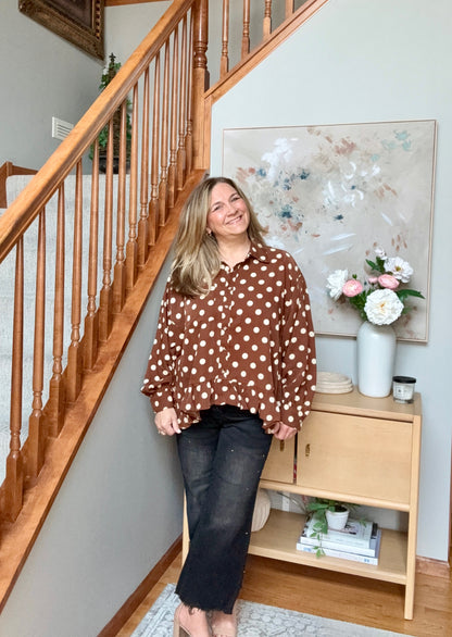 Spotted in Style Polka Dot Ruffle Blouse