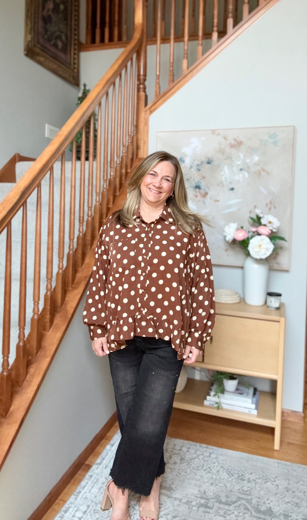 Spotted in Style Polka Dot Ruffle Blouse