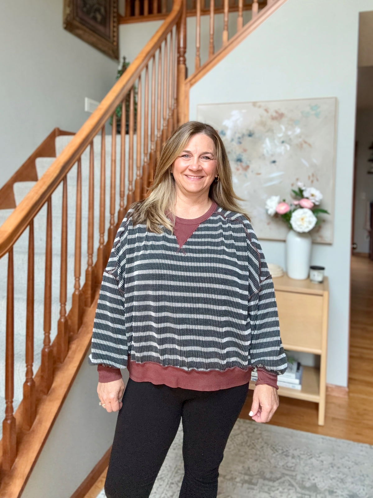 Perfect Plum Striped Long Sleeve Pullover
