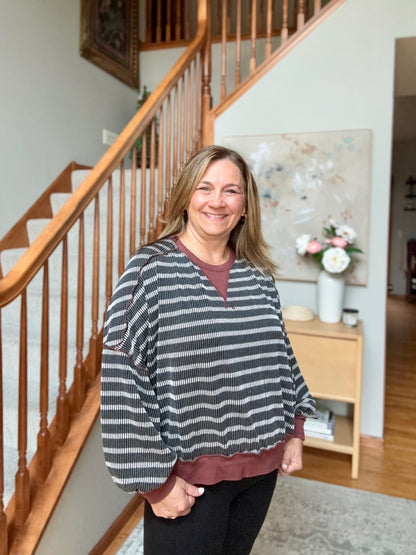 Perfect Plum Striped Long Sleeve Pullover