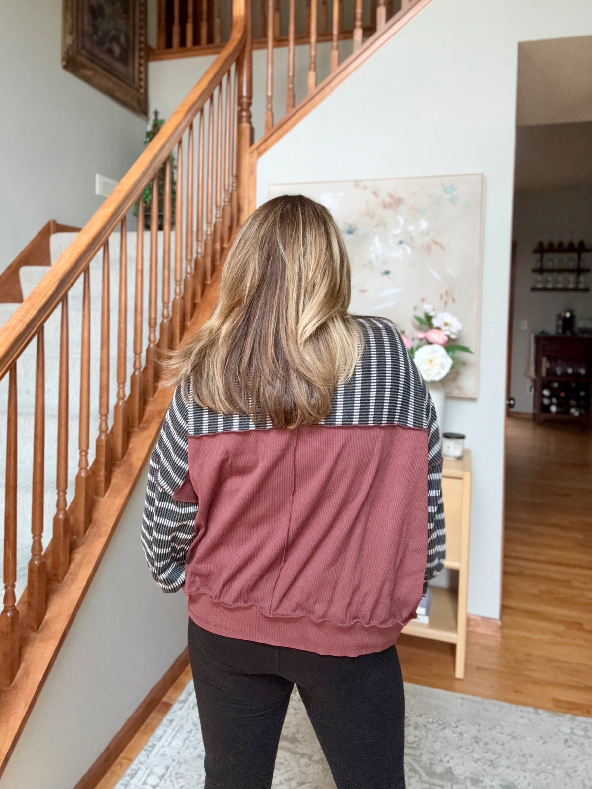 Perfect Plum Striped Long Sleeve Pullover