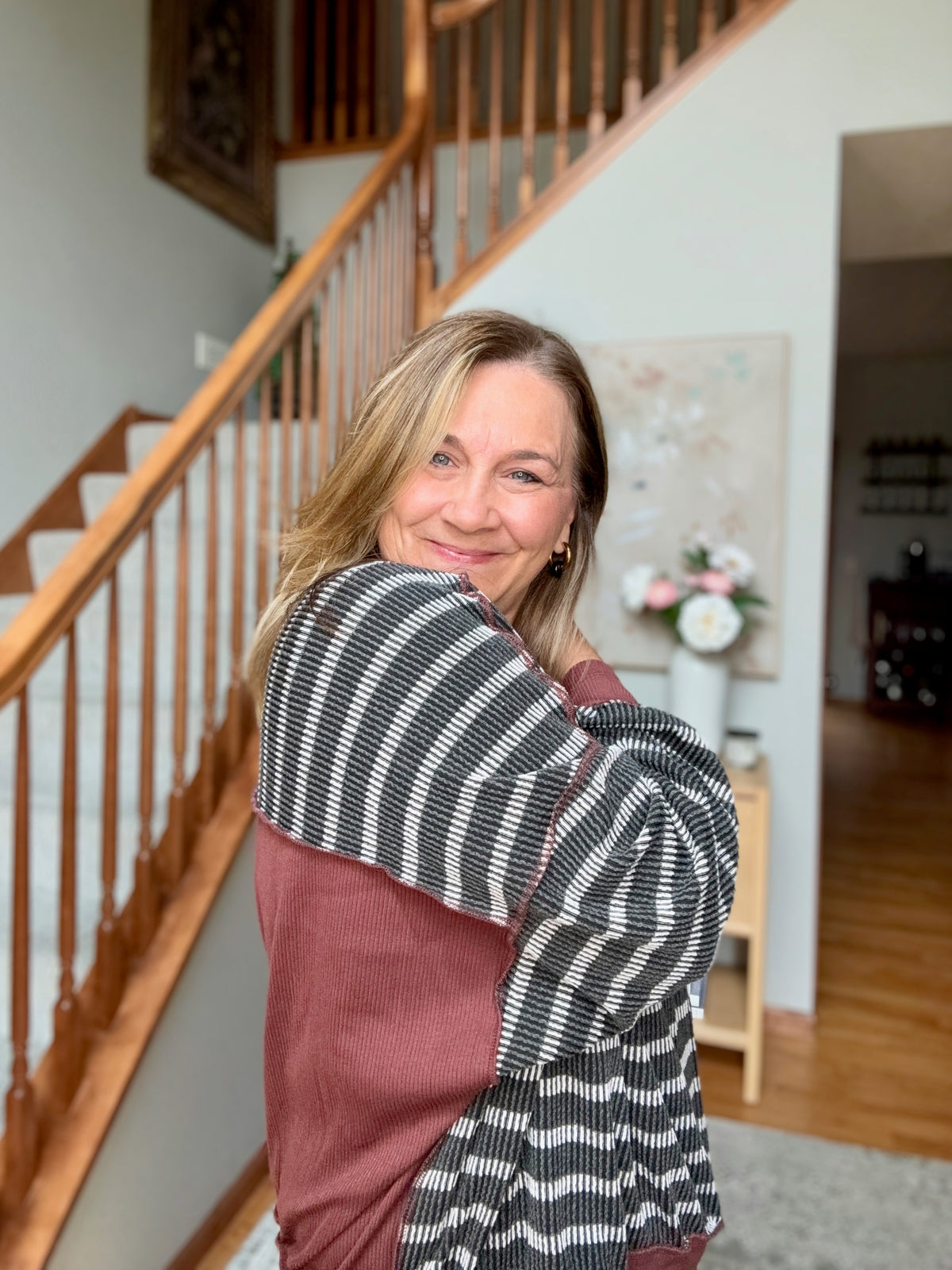 Perfect Plum Striped Long Sleeve Pullover