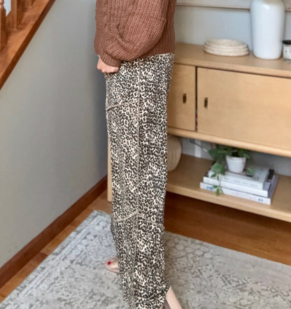 Wild Side Wide Leg Leopard Cargo Pants