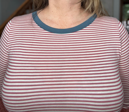 Stripe It Up Long Sleeve Tee in Red