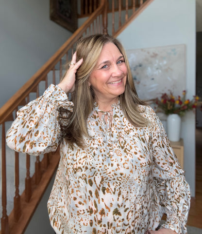 Office Safari Keyhole Tie Detail Blouse