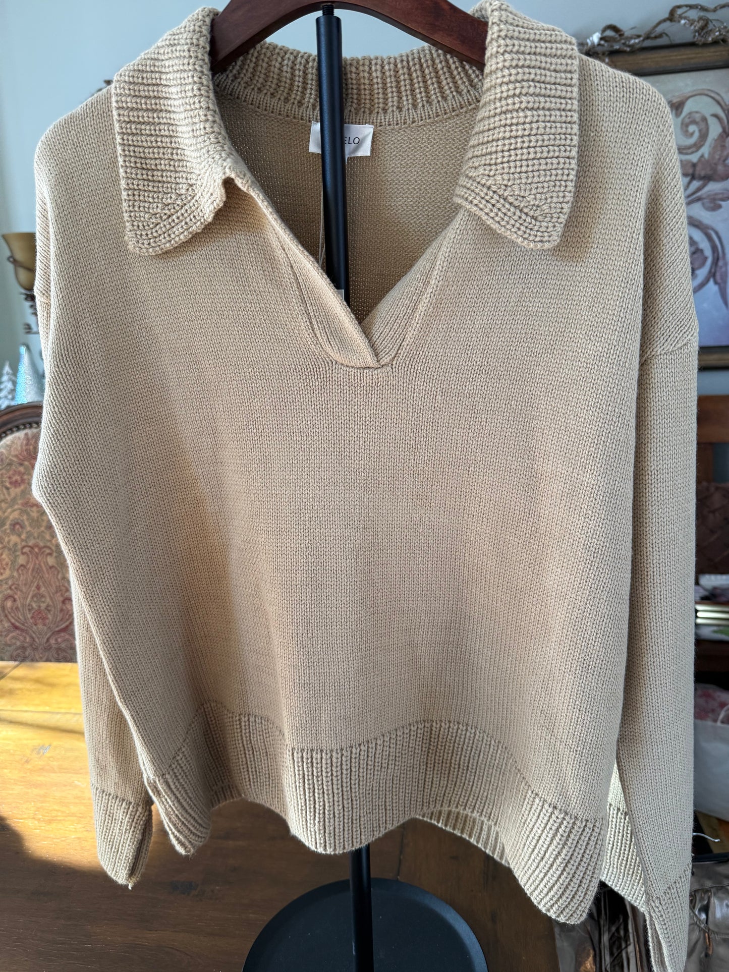 Sitting By The Fire V Neck Long Sleeve Sweater