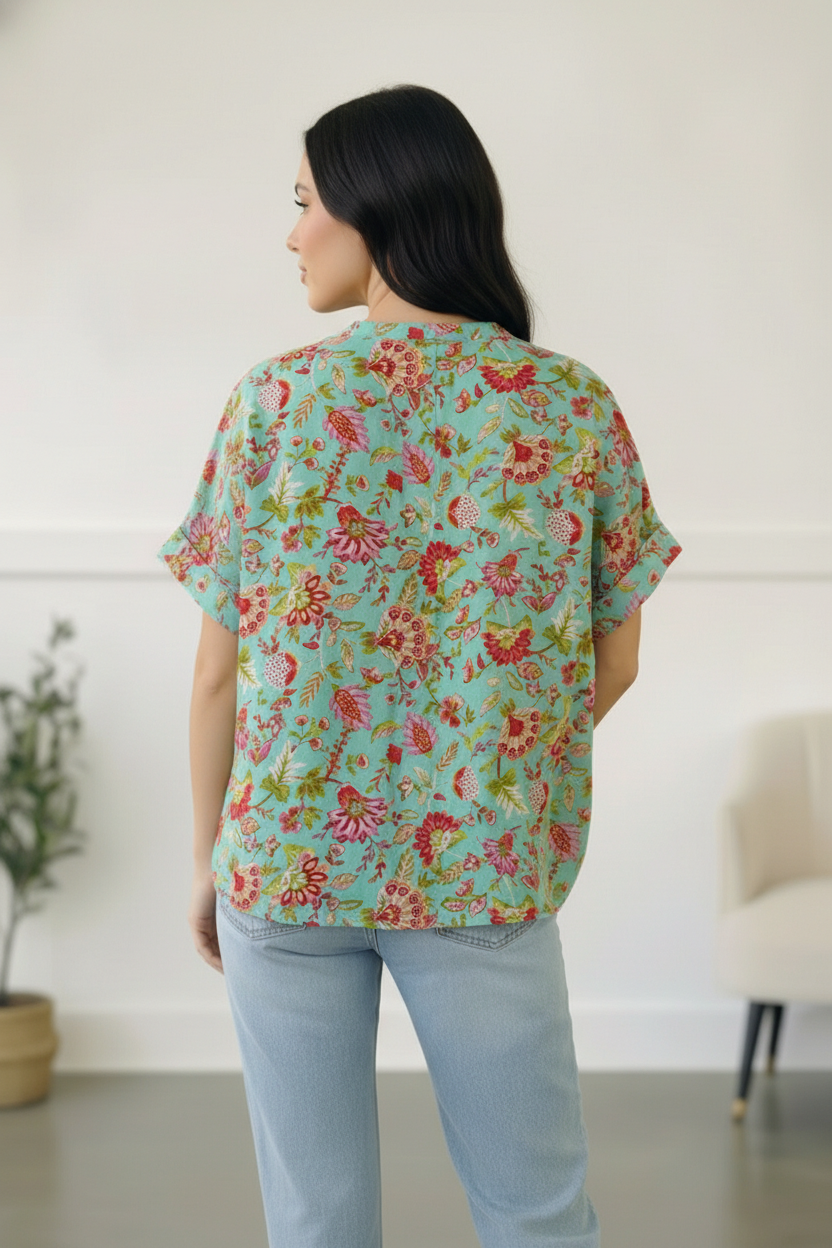 Jade Garden Easy Does it Shirt Sleeve Blouse