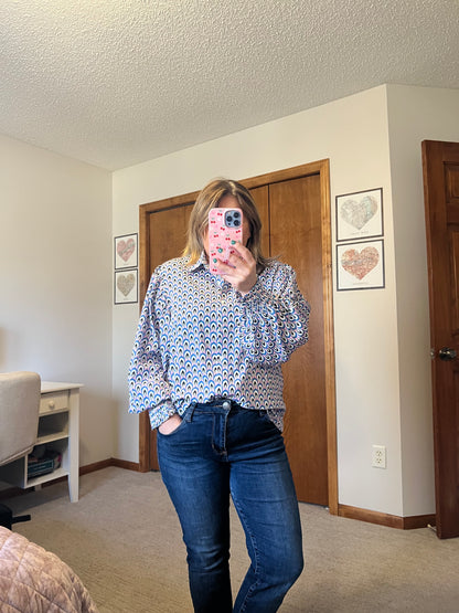 Skies Above Patterned Button Up Shirt