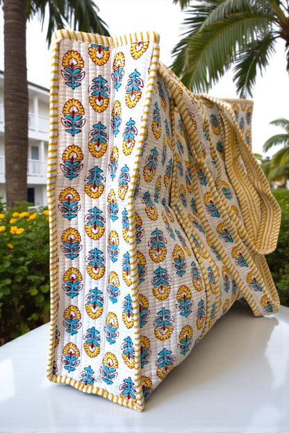 Halsey Yellow Floral Tote Bag