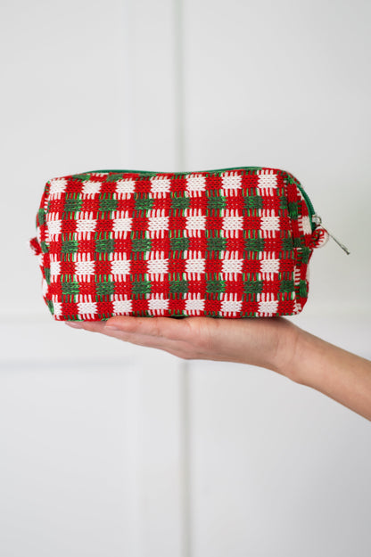 Jolly Holiday Textured Woven Zip Bag