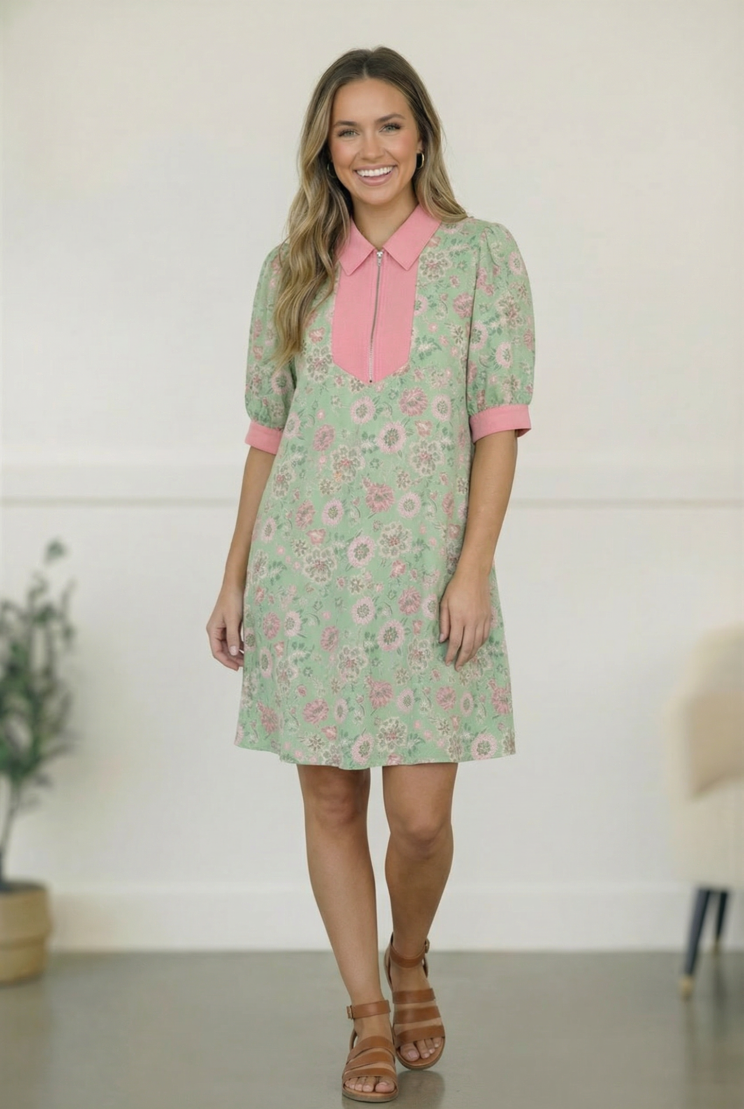 Blast From the Past Mint Blossom Short Sleeve Dress