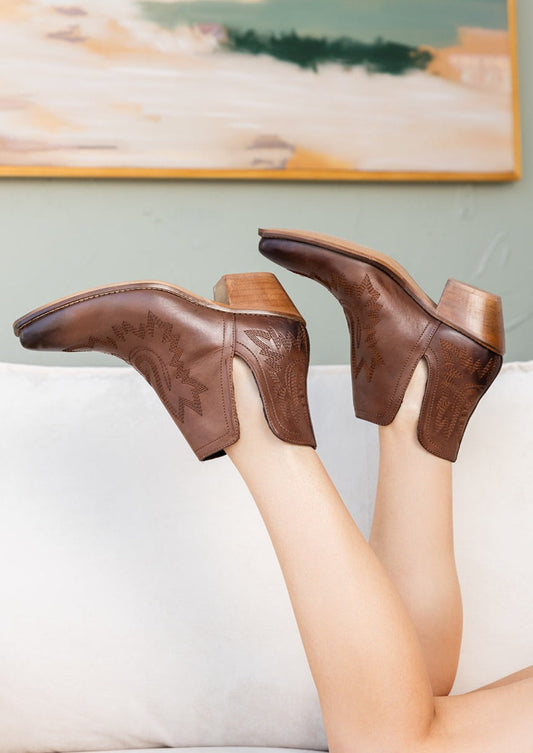 Kickin' Leather Booties in Brown