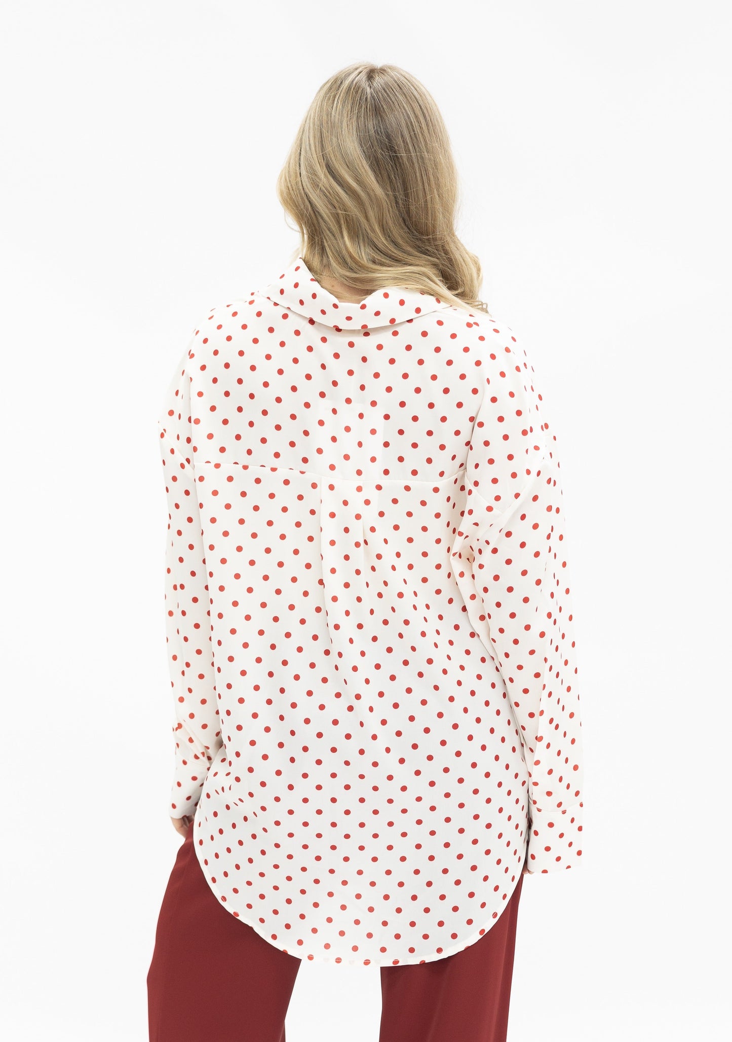 Kathryn Classic Red Polka Dot Button-Up Top