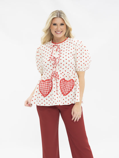 Polka-Dot Blouse with Bows