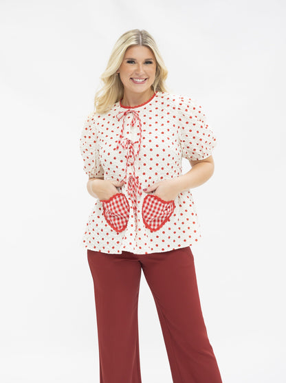 Polka-Dot Blouse with Bows